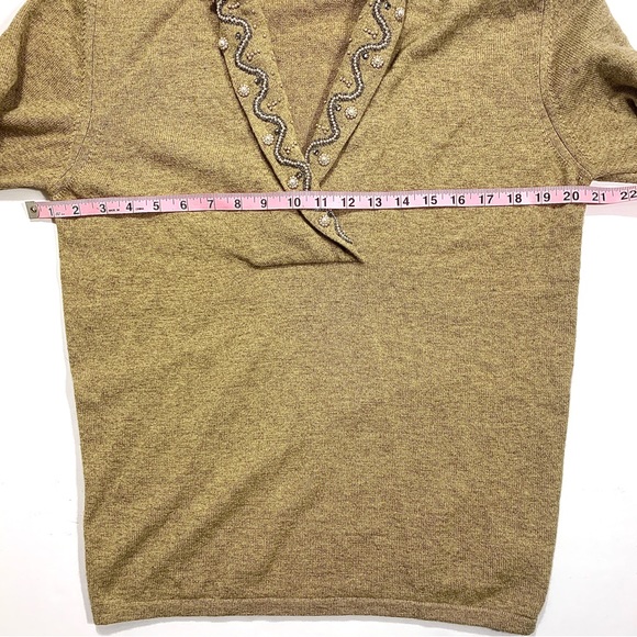 Vintage Blumarine Wool Cashmere Sweater Beaded Pearl Shawl Collar 90s Y2K 40 4 S - Picture 13 of 14